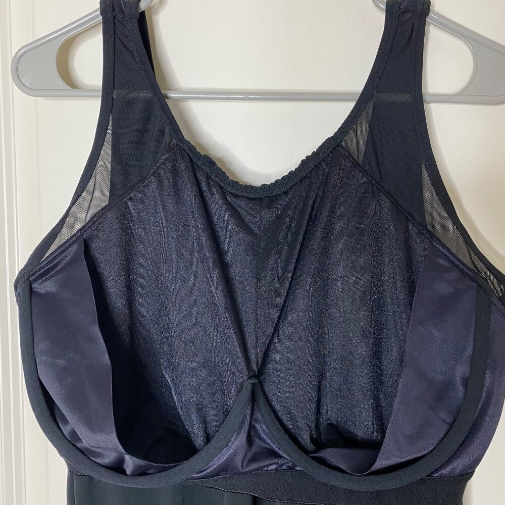 Miraclesuit Mariella Black Tankini Top 20W • Draped Front Underwire Mesh Swim - Picture 6 of 8